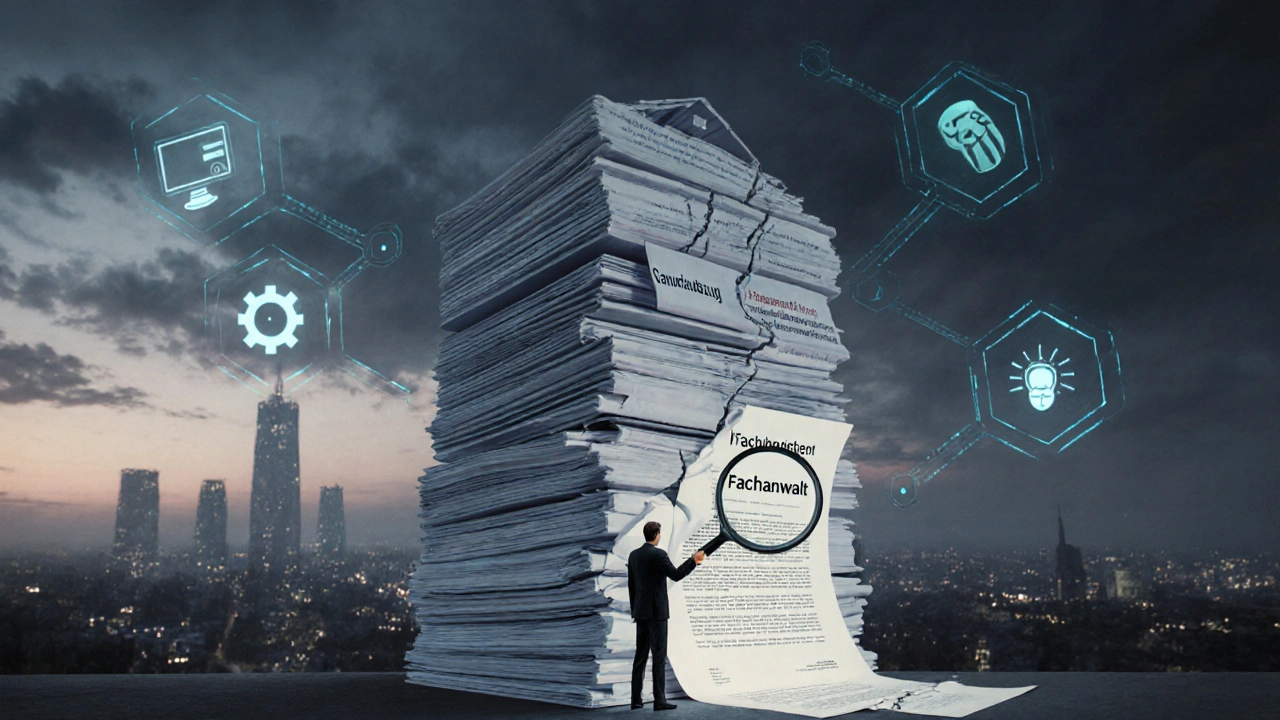 Haus aus Dokumenten mit fehlenden Teilen – Fachanwalt rettet den Verkauf.