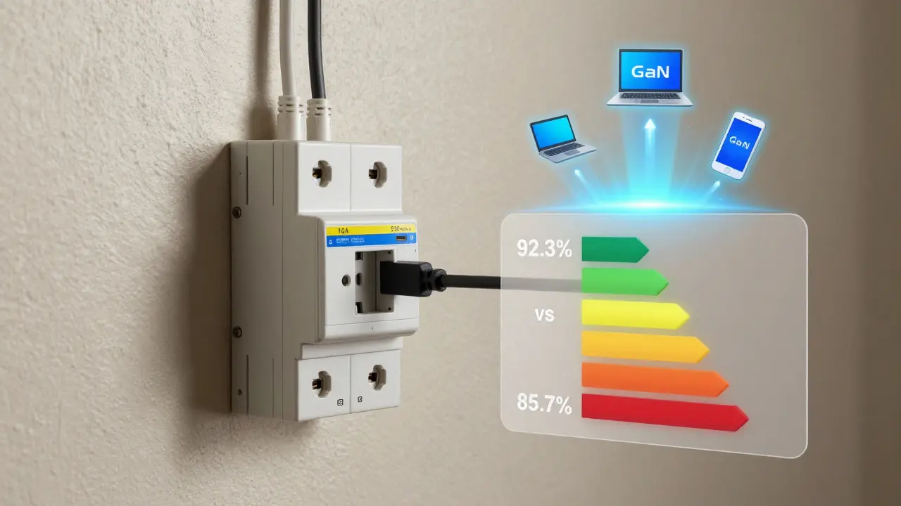 Alte Steckdose wird durch moderne USB-C-Dose mit 16A-Leitung ersetzt.