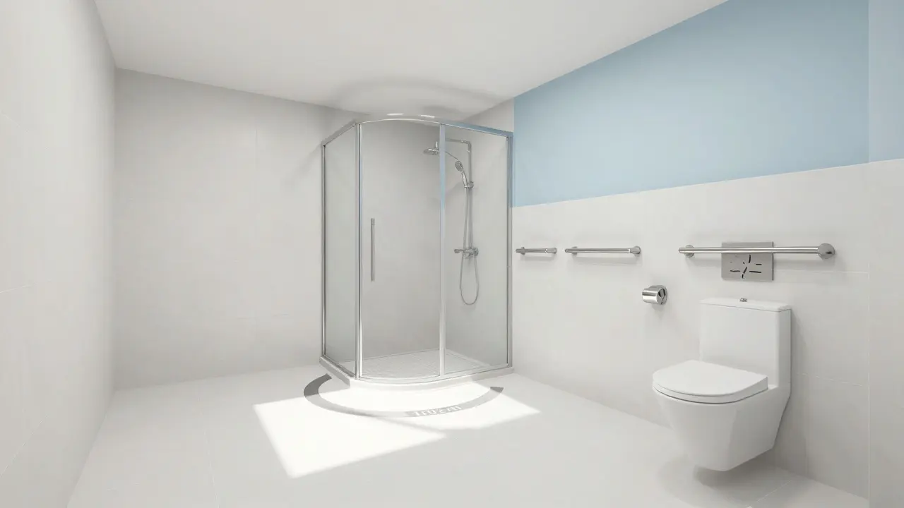 Übersicht eines umgebauten, altersgerechten Badezimmers