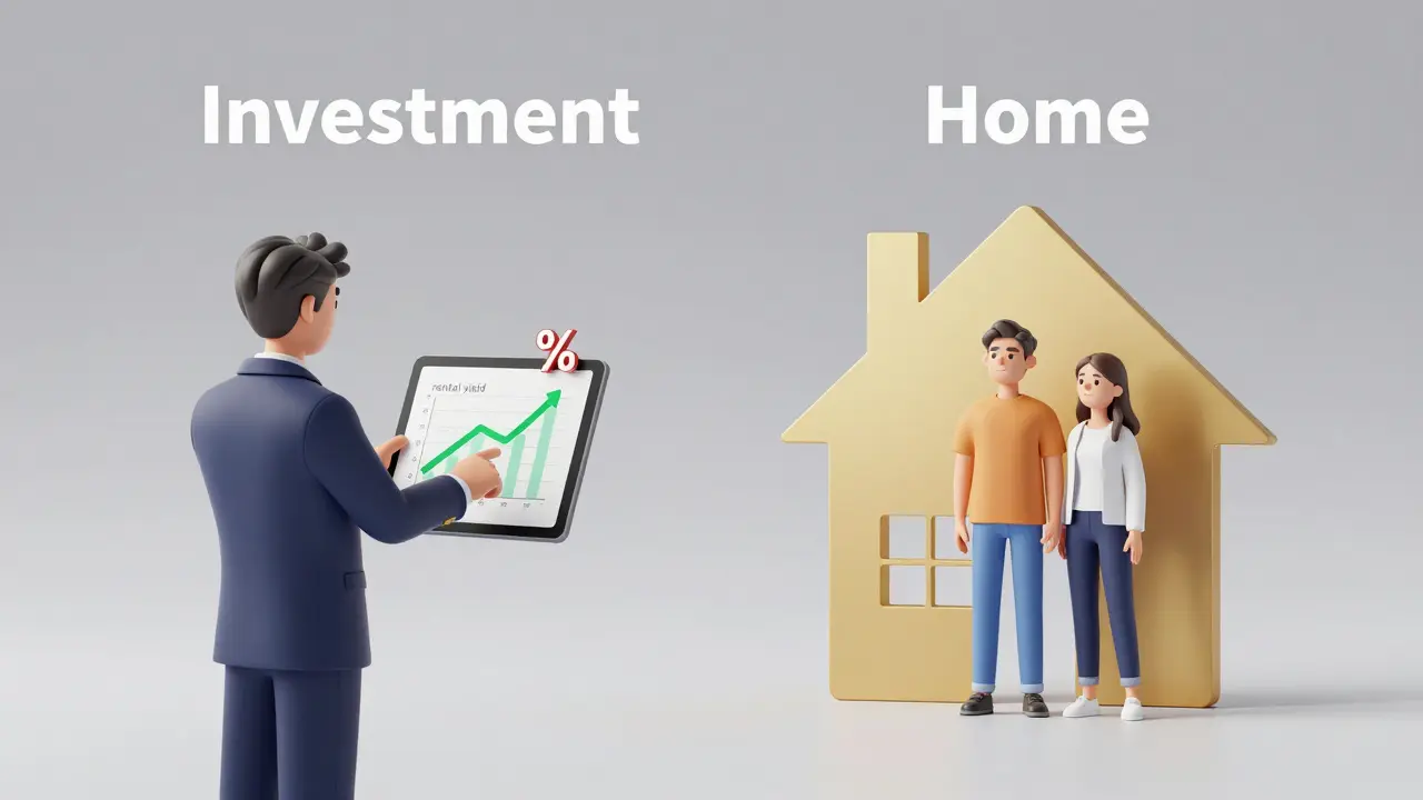 Darstellung eines Immobilieninvestors und eines Paares als Eigennutzer