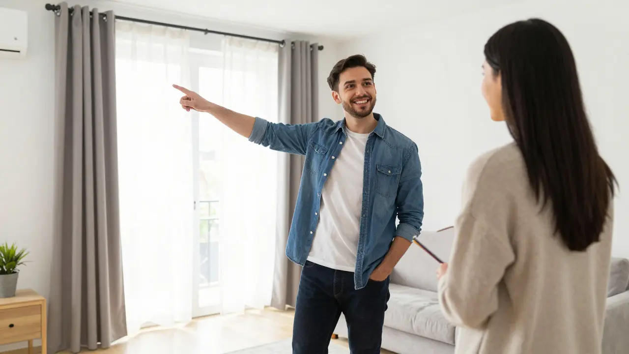 Freundliche Besichtigung einer vermieteten Wohnung durch einen Käufer