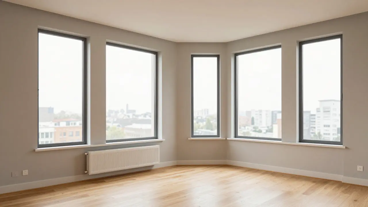 Helles, modernisiertes Wohnzimmer mit Fokus auf Energieeffizienz und Licht.