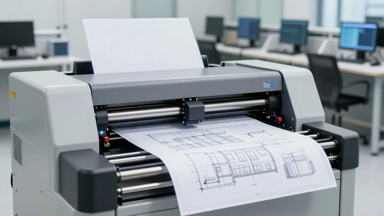 Hochleistungsscanner digitalisiert professionell Baupläne und Immobilienunterlagen.