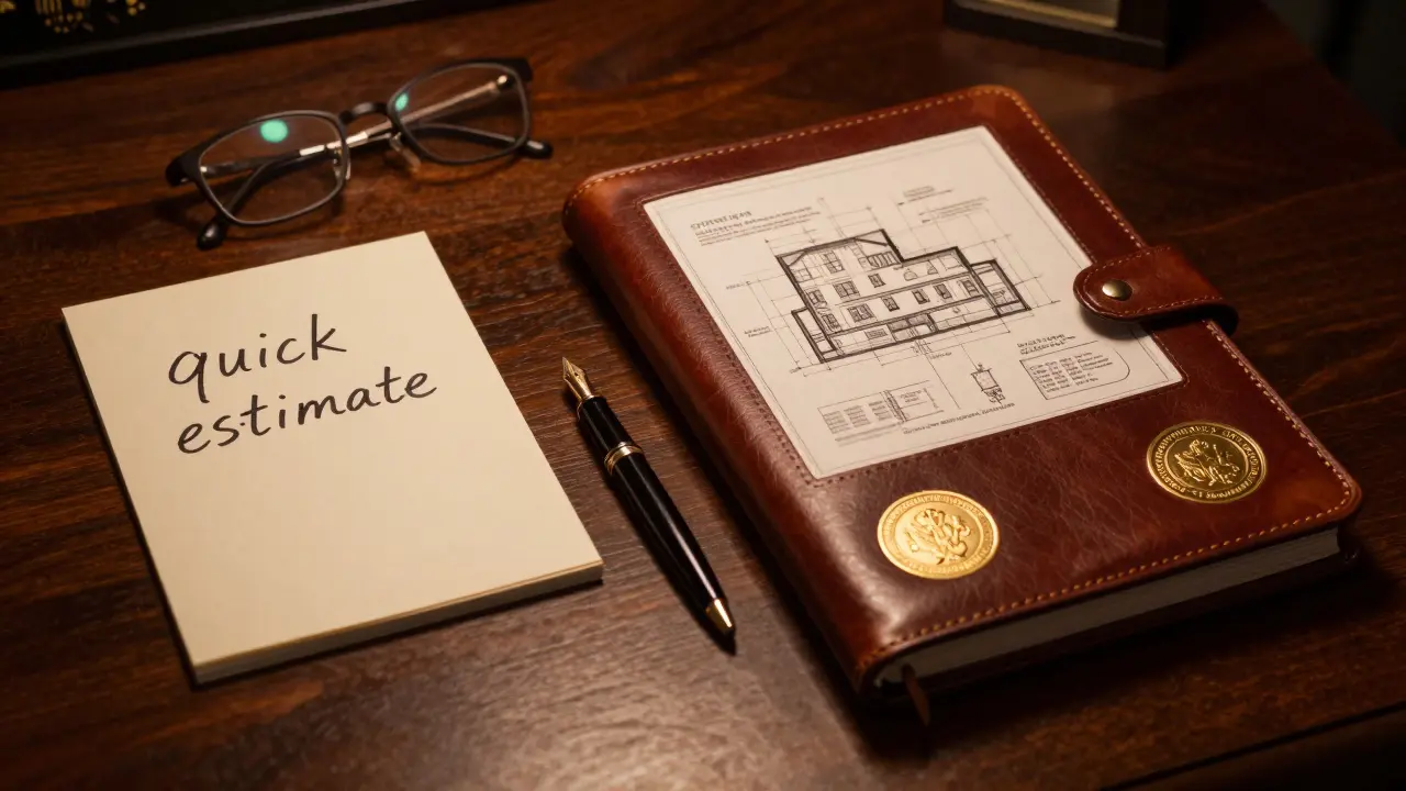 Vergleich zwischen einer einfachen Schätzung und einem detaillierten Vollgutachten.