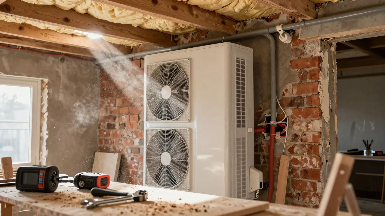 Installation einer Wärmepumpe und Dämmung bei Haussanierung