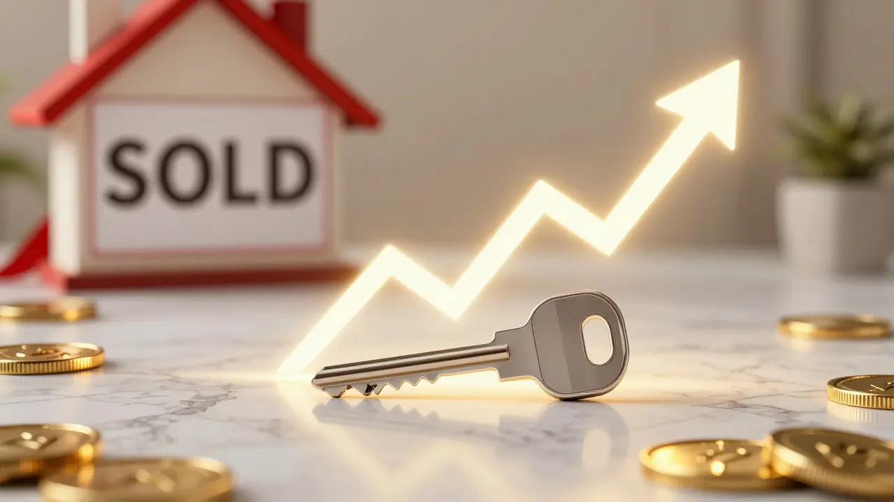 Symbolische Darstellung des ROI bei Immobilien durch Home Staging